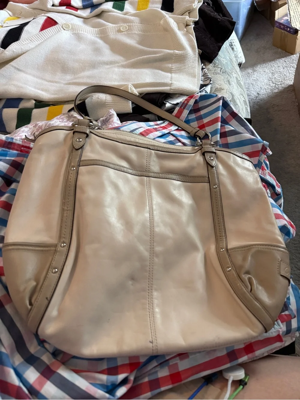 Coach Cream Ivory Genuine Leather Hobo Shoulder Bag F20812